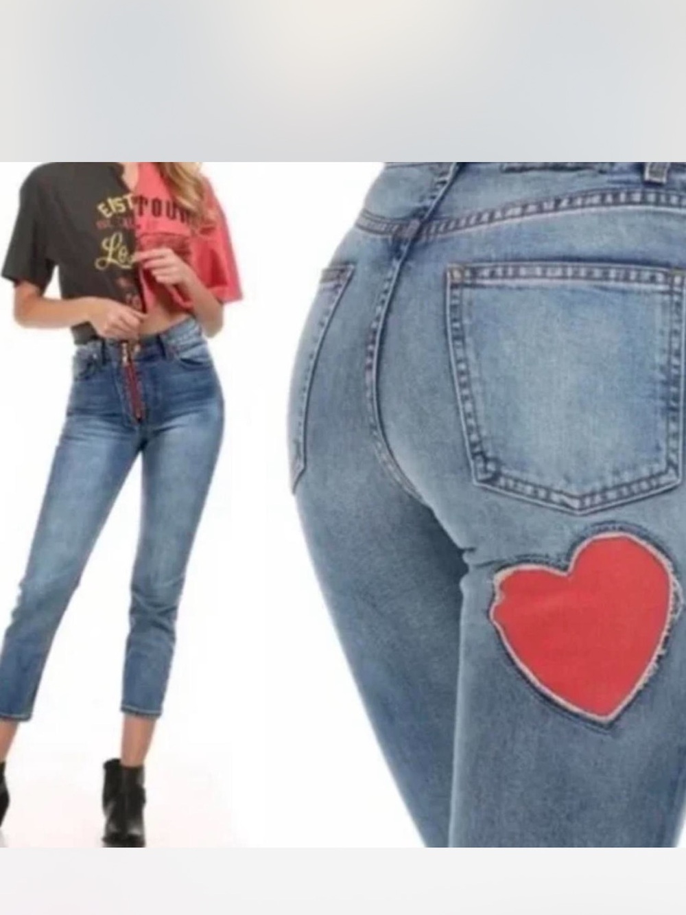 REVICE Denim Heart patch jeans- NWOT ❤️ - Picture 4 of 15